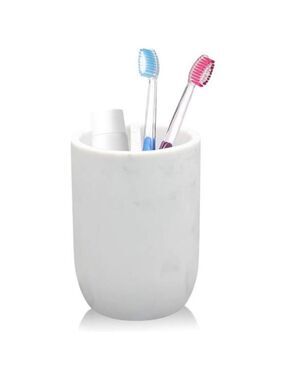 Marble toothbrush holder polyresin bathroom countertop organizer makeup brush cu